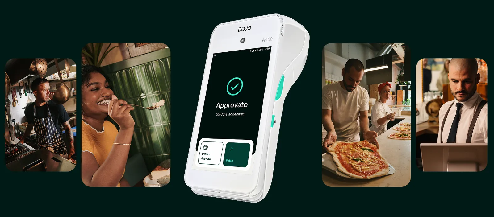 Dojo Go in uso tra bar e ristoranti: pagamento approvato da 33,00 € con stampa scontrino